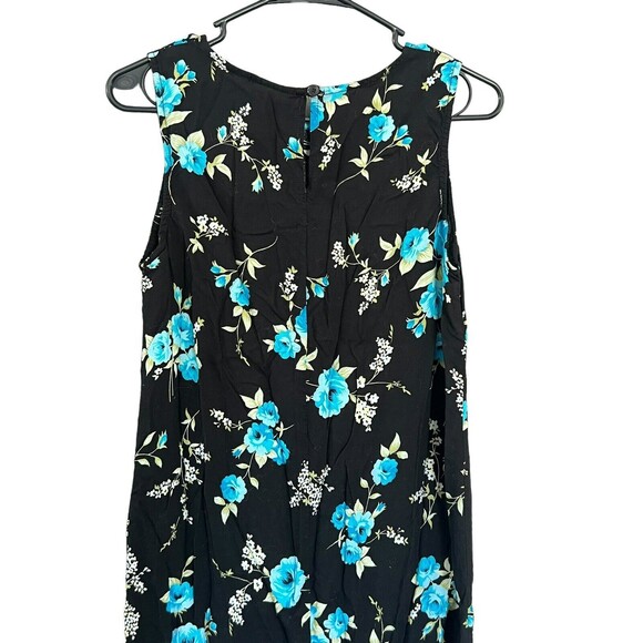Vintage Floral Patterned Black Grunge Punk Long Sleeveless Maxi Dress Size 10 - Picture 6 of 8